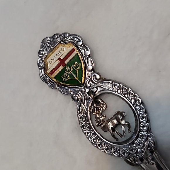 Algonquin Park Ontario Souvenir Spoon silver tone/ provincial crest and moose - Picture 3 of 8